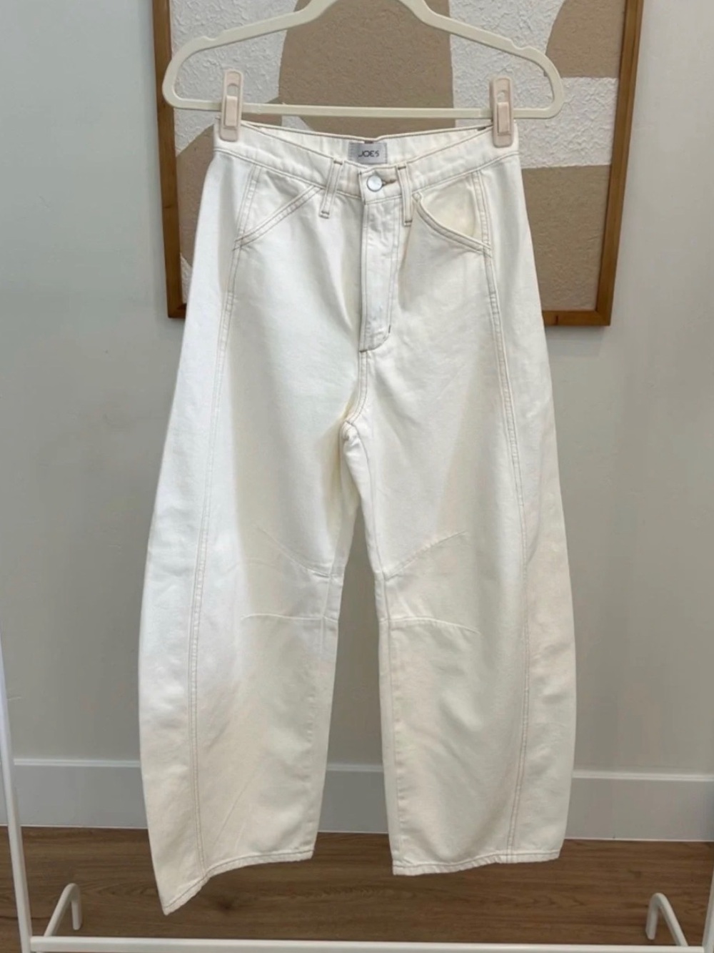Joe's Jeans Off-White Barrel Leg Denim Pants